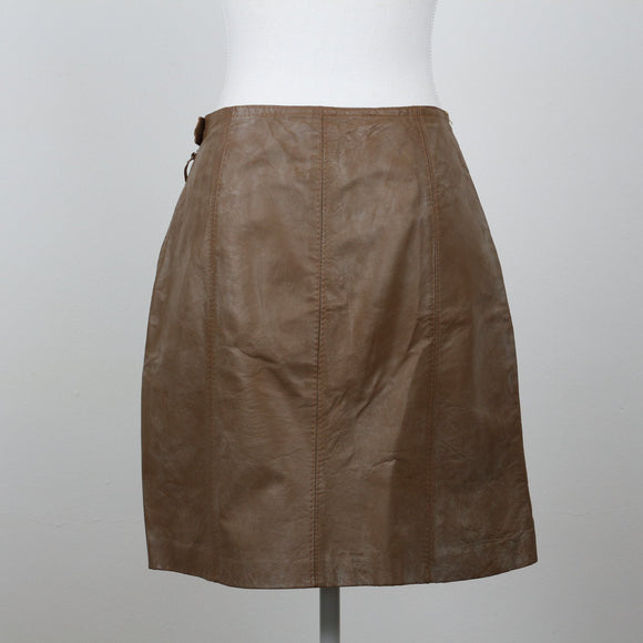 Brown Genuine Leather Skirt | Size S