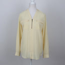 Pastel Yellow Half-Zip Long Sleeve Blouse | Size 32-1