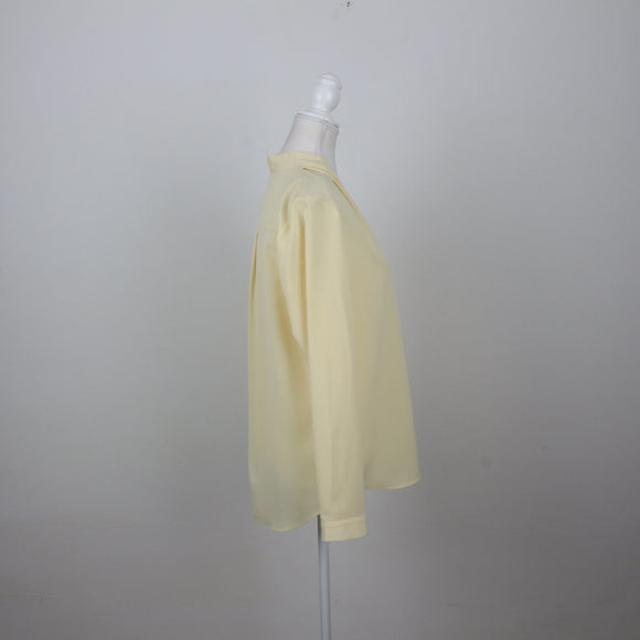 Pastel Yellow V-Neck Long Sleeve Blouse | Size 32