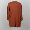 Burnt Orange Pearl-Embellished Soft Knit Top – Size M-4