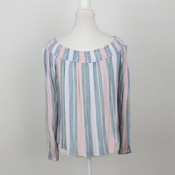 Pastel Stripe Off-Shoulder Blouse – Size M - 0