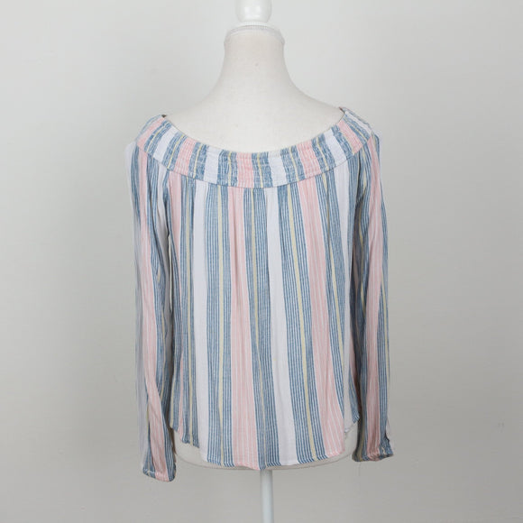 Pastel Stripe Off-Shoulder Blouse – Size M