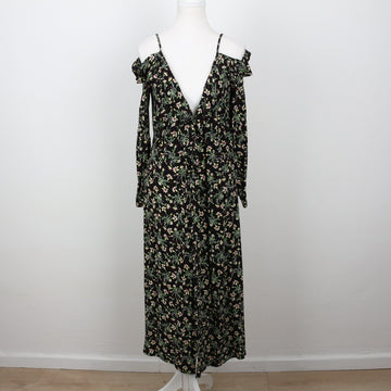 Topshop Black Ditsy Floral Cold-Shoulder Maxi Dress – Size 10