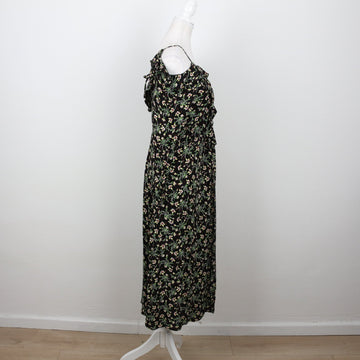 Topshop Black Ditsy Floral Cold-Shoulder Maxi Dress – Size 10 - 0