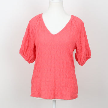 Woolworths Coral Textured Puff-Sleeve V-Neck Blouse – Size XS