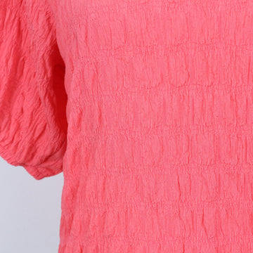 Woolworths Coral Textured Puff-Sleeve V-Neck Blouse – Size XS - 0