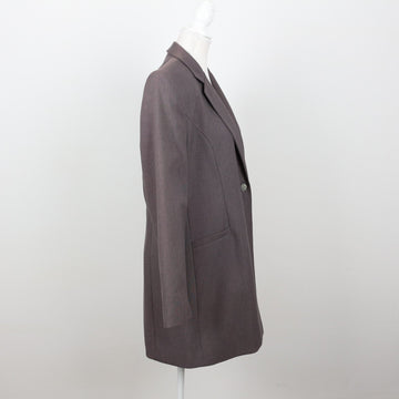 Taupe Longline Single-Button Shoulder Pad Blazer – Size 34 - 0