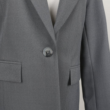 Slate Grey Longline Single-Button Notch Lapel Blazer – Size 32 - 0