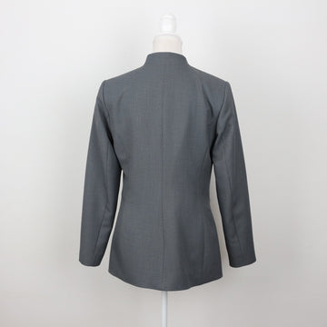 Slate Grey Collarless Open-Front Longline Blazer – Size 32 - 0