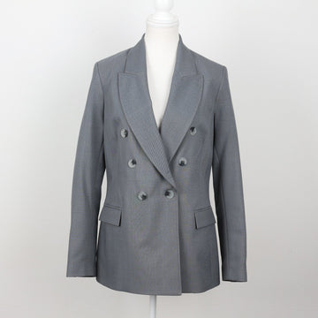 Steel Blue Double-Breasted Peak Lapel Tailored Blazer – Size 32