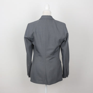 Steel Blue Double-Breasted Peak Lapel Tailored Blazer – Size 32 - 0