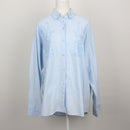 Powder Blue Tonal Floral Embroidered Button-Down Oversized Shirt – Size L-1