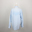 Powder Blue Tonal Floral Embroidered Button-Down Oversized Shirt – Size L-5