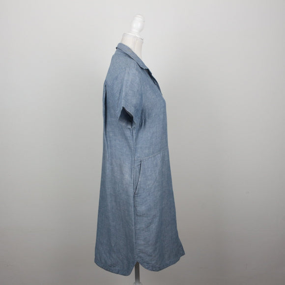 Banana Republic Chambray Linen Short-Sleeve Button-Down Shirt Dress – Size 8