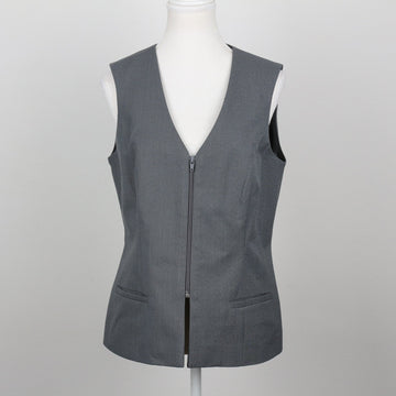 Charcoal Grey Zip-Front V-Neck Tailored Waistcoat – Size 34