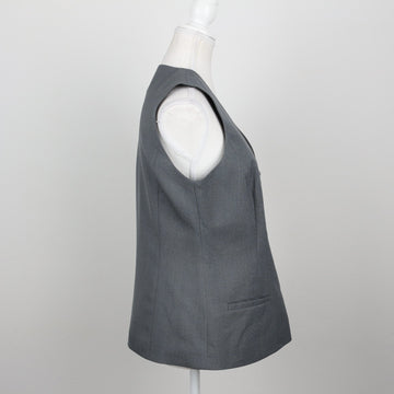 Charcoal Grey Zip-Front V-Neck Tailored Waistcoat – Size 34 - 0