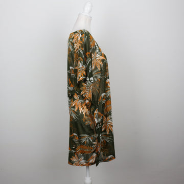 H&M Olive Green Tropical Palm Print V-Neck Kaftan Beach Cover-Up – Size M - 0