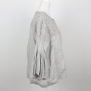 Zara Light Grey Tonal Floral Embroidered Collarless Pleated Bell-Sleeve Jacket – Size M-3