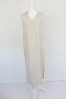 Cream midi length 100% linen dress - XS-1