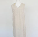 Cream midi length 100% linen dress - XS-2