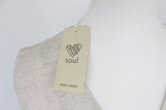 Cream midi length 100% linen dress - XS