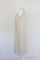 Cream midi length 100% linen dress - XS-4