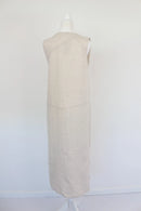Cream midi length 100% linen dress - XS-5