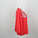 Milady's Coral Floral Sequin & Embroidered Shoulder Detail Open-Front Knit Cardigan – Size 2XL-3