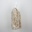 Cream & Sage Paisley Print Scoop-Neck Button-Front Balloon-Sleeve Chiffon Blouse – Size 34-3
