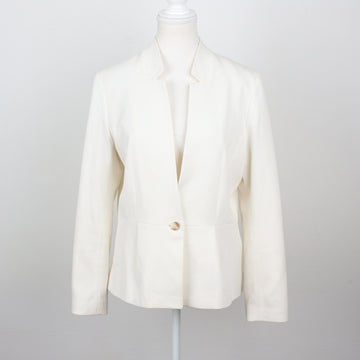 H&M Off-White Single-Button Notch Lapel Tailored Linen-Blend Blazer – Size 10