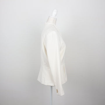 H&M Off-White Single-Button Notch Lapel Tailored Linen-Blend Blazer – Size 10 - 0