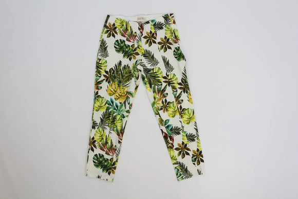 Vibrant Palm Leaf Print Stretch Pants | Sizes S–XL | Brand New