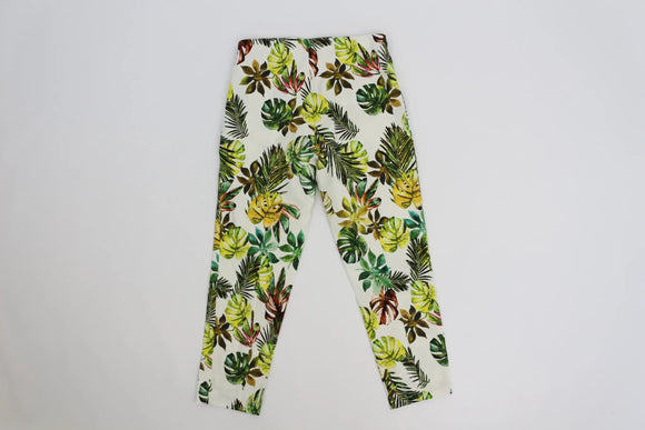 Vibrant Palm Leaf Print Stretch Pants | Sizes S–XL | Brand New