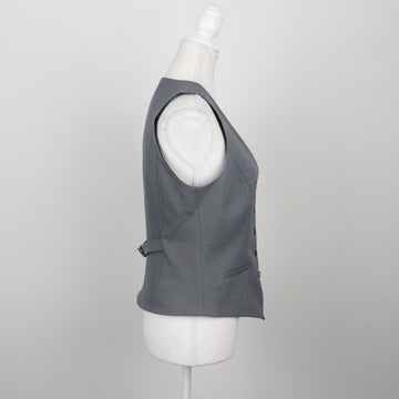 Steel Grey Five-Button V-Neck Tailored Suit Waistcoat with Welt Pockets – Size 32 - 0