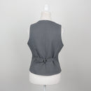 Steel Grey Five-Button V-Neck Tailored Suit Waistcoat with Welt Pockets – Size 32-3