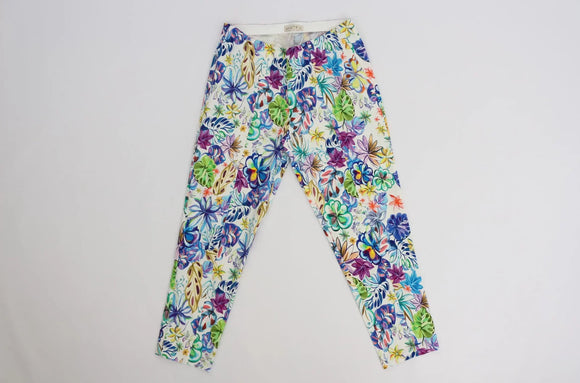 Bright Watercolour Floral Print Stretch Pants | Sizes S–XL | Brand New