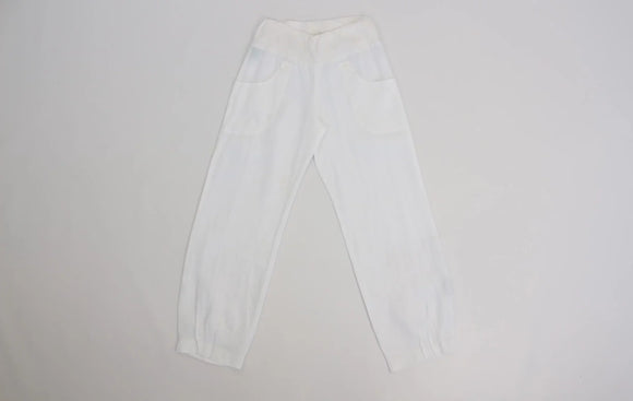 White 100% Linen Cuffed-Leg Pants | Sizes XS, S & XXL | Brand New