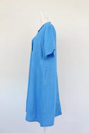 Light Blue Linen Oversized-Button Relaxed Dress | Brand New-2