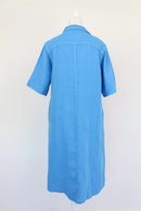 Light Blue Linen Oversized-Button Relaxed Dress | Brand New-3