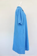 Light Blue Linen Oversized-Button Relaxed Dress | Brand New-4