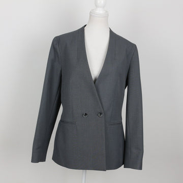 Grey Double-Breasted Single-Button Blazer | Size 34