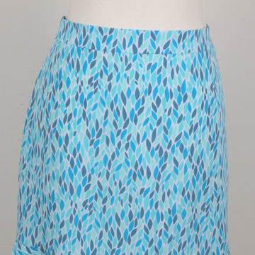 Blue Leaf Print Flare Skirt | Size 34 - 0