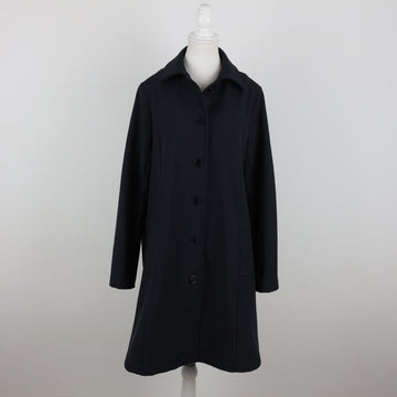 Navy Blue Soft-Touch Mid-Length Button Coat | Size 34