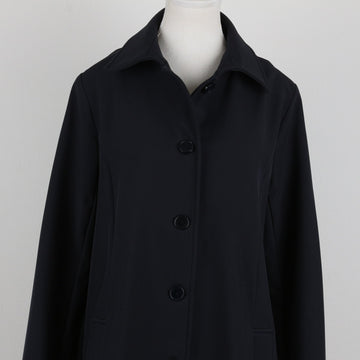 Navy Blue Soft-Touch Mid-Length Button Coat | Size 34 - 0