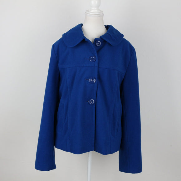 Fashion Express Electric Blue Cropped Coat | Size 16