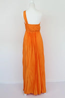 Orange Satin One-Shoulder Pleated Maxi Dress | Sizes M & L | Brand New-3