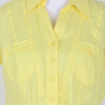 Marks & Spencer Yellow Linen Short Sleeve Fitted Shirt | Size 10 - 0