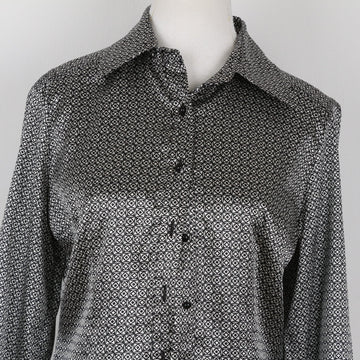 Monsi Woman Black & White Satin Blouse | Size 32 - 0
