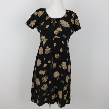 Black Floral Mini Dress | Size S