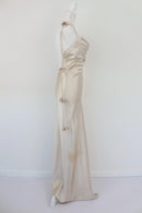 Cream Satin Floral-Draped Dress | Sizes M–XL | Brand New-4